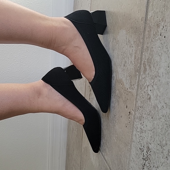 Women's Dress Shoes, Comfortable Knitted Shoes with Chunky Heel and Closed Toe - Picture 4 of 12